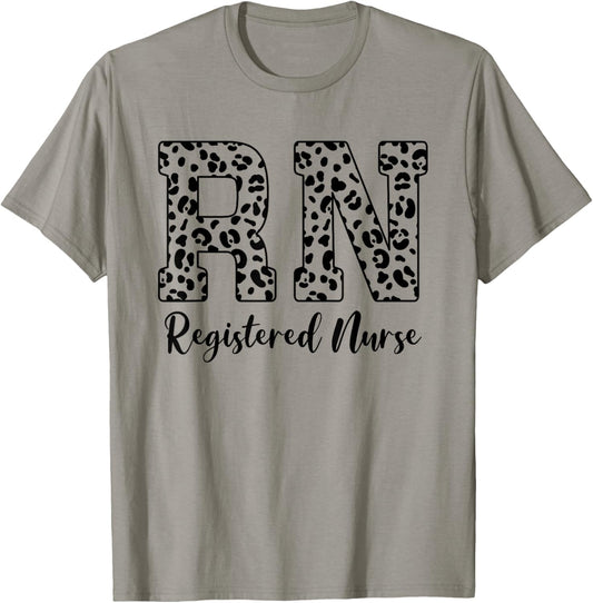 Women Registered Nurse - RN Nursing Leopard Print Nurse Day T-Shirt - T-Shirt | Sand