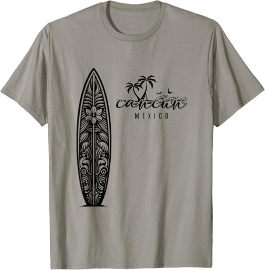 Cancun Mexico Beach Surfing Surfboard Retro T-Shirt - T-Shirt | Sand