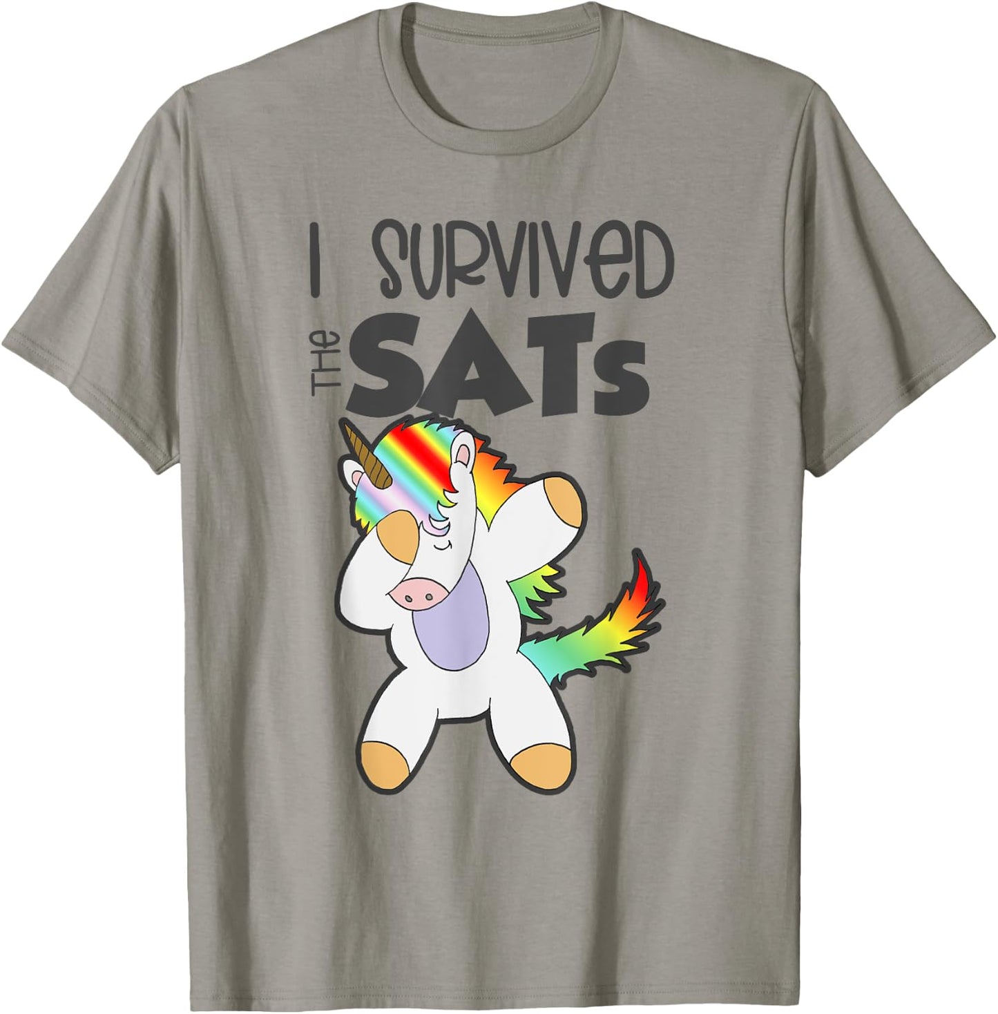 I Survived the SATs Dabbing Unicorn Test Day Exam Education T-Shirt - T-Shirt | Sand
