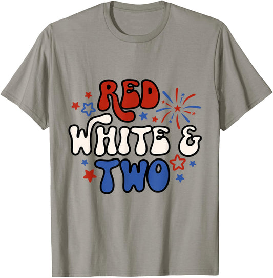 Kids Red White & Two 2nd Birthday 4th Of July T-Shirt - T-Shirt | Sand
