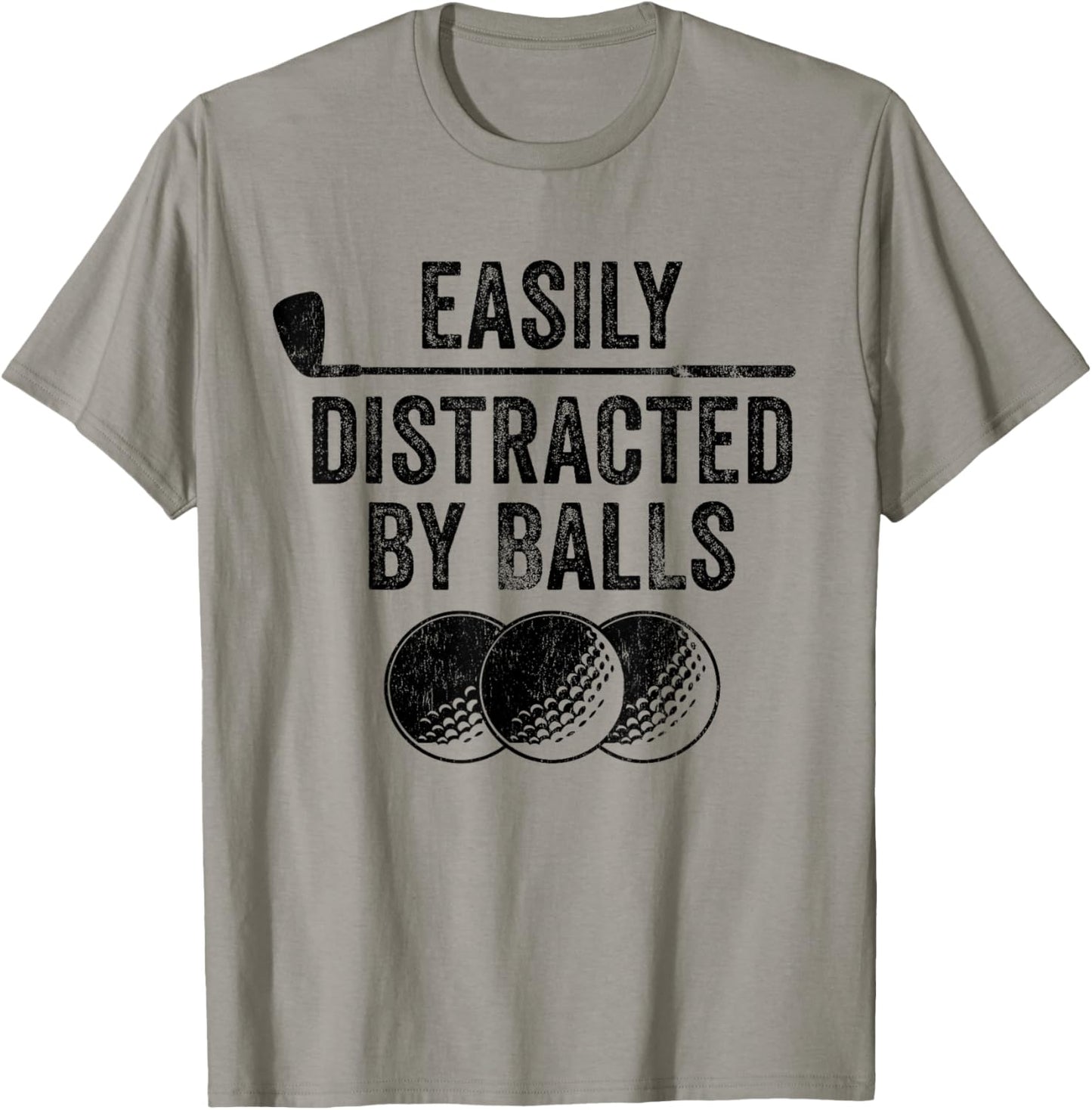 Easily Distracted by Balls Golf Ball Putt Vintage Funny Golf T-Shirt - T-Shirt | Sand