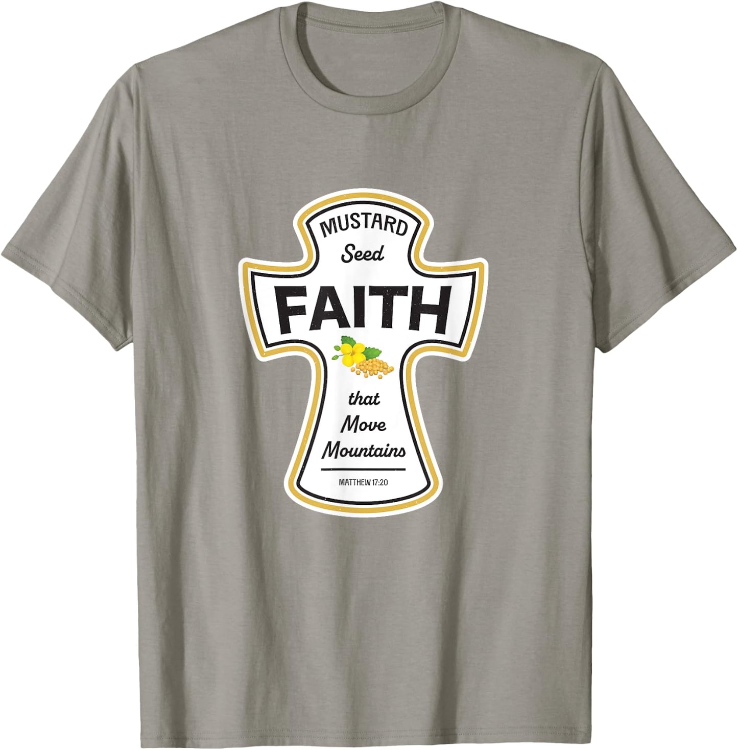 Mustard Christian Shirt - Faith Seed of Mustard Jesus Bible T-Shirt - T-Shirt | Sand