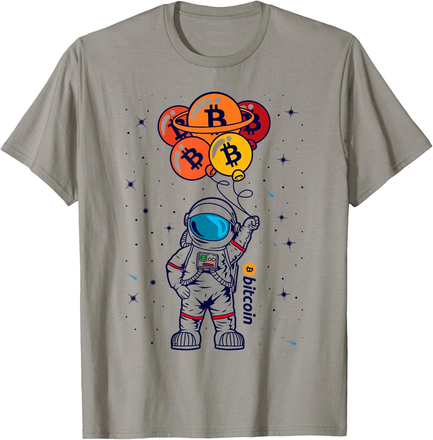 Bitcoin To The Moon Astronaut BTC Crypto Currency Blockchain T-Shirt - T-Shirt | Sand