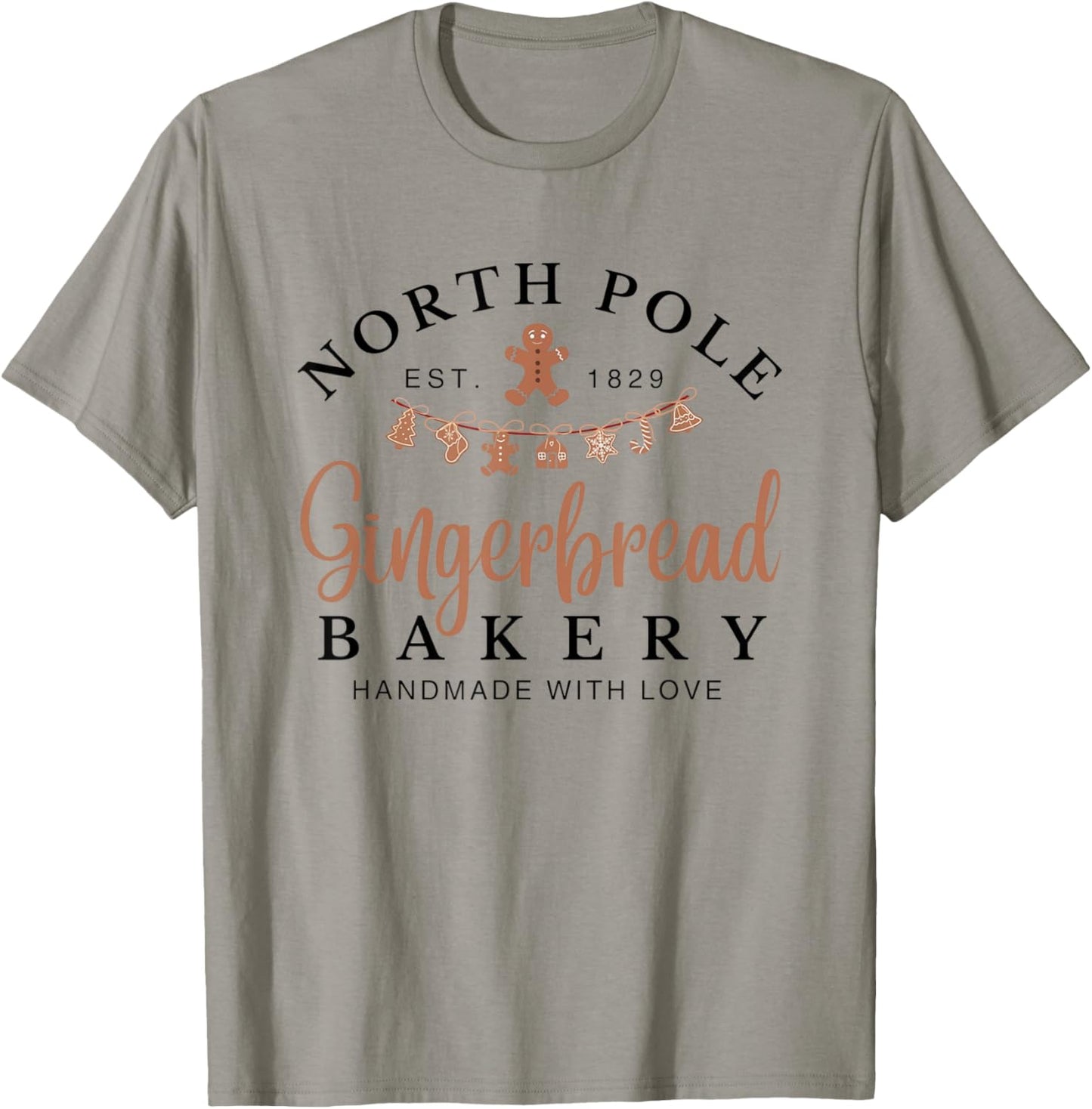 Vintage Retro North Pole Gingerbread Bakery Youth Kids Women T-Shirt - T-Shirt | Sand