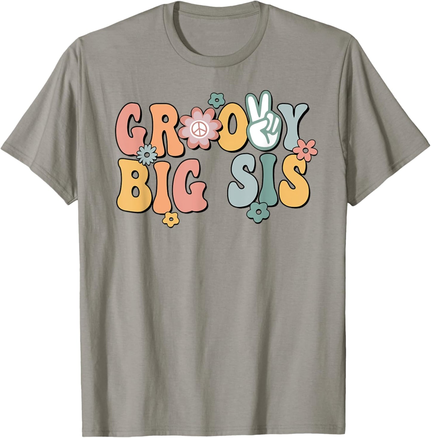 Groovy Big sis Retro Sister Matching Family 1st Birthday T-Shirt - T-Shirt | Sand