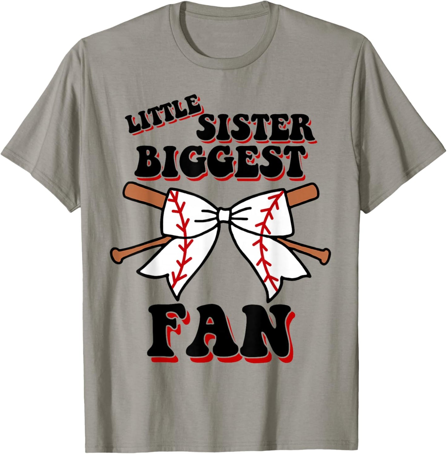 Toddler Little Sister Biggest Fan Cute Baseball Baby Girl T-Shirt - T-Shirt | Sand