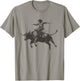 Vintage Cowboy Festival Country Music Concert Grey Cowboy Riding Bull - -Adults & Kids - Short Sleeve - Classic Fit - - Small T-Shirt - T-Shirt | Sand