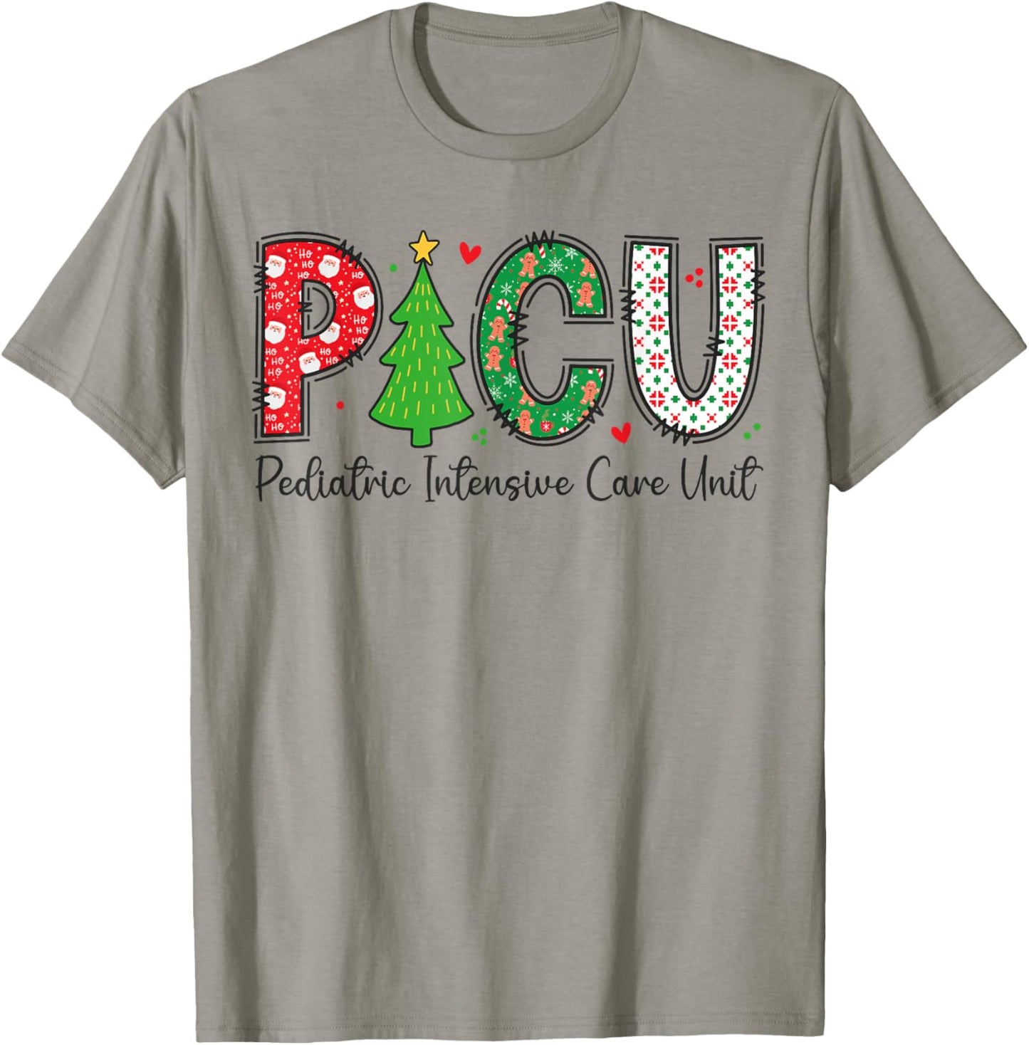 Christmas PICU Nurse - Xmas Pediatric ICU Nurse Appreciation T-Shirt - T-Shirt | Sand