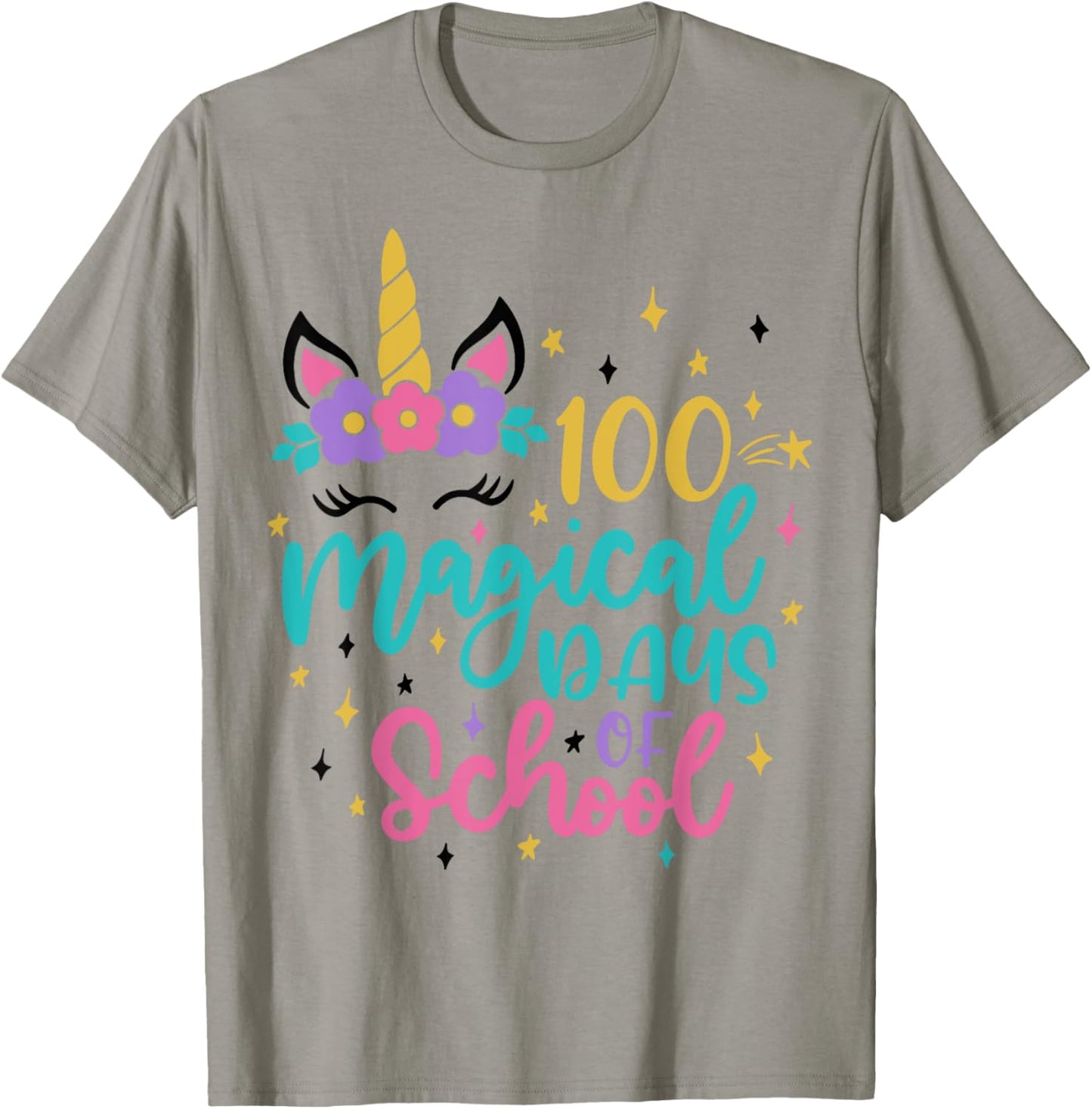 100th Day of School Unicorn 100 Magical Days Teacher Girls T-Shirt - T-Shirt | Sand