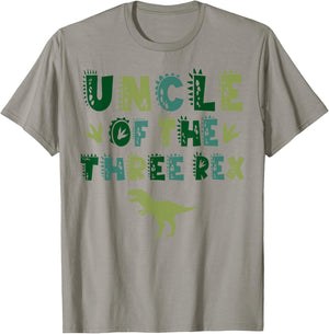 Uncle Of The Three Rex Birthday Shirts Dinosaur Family T-Shirt - T-Shirt | Sand