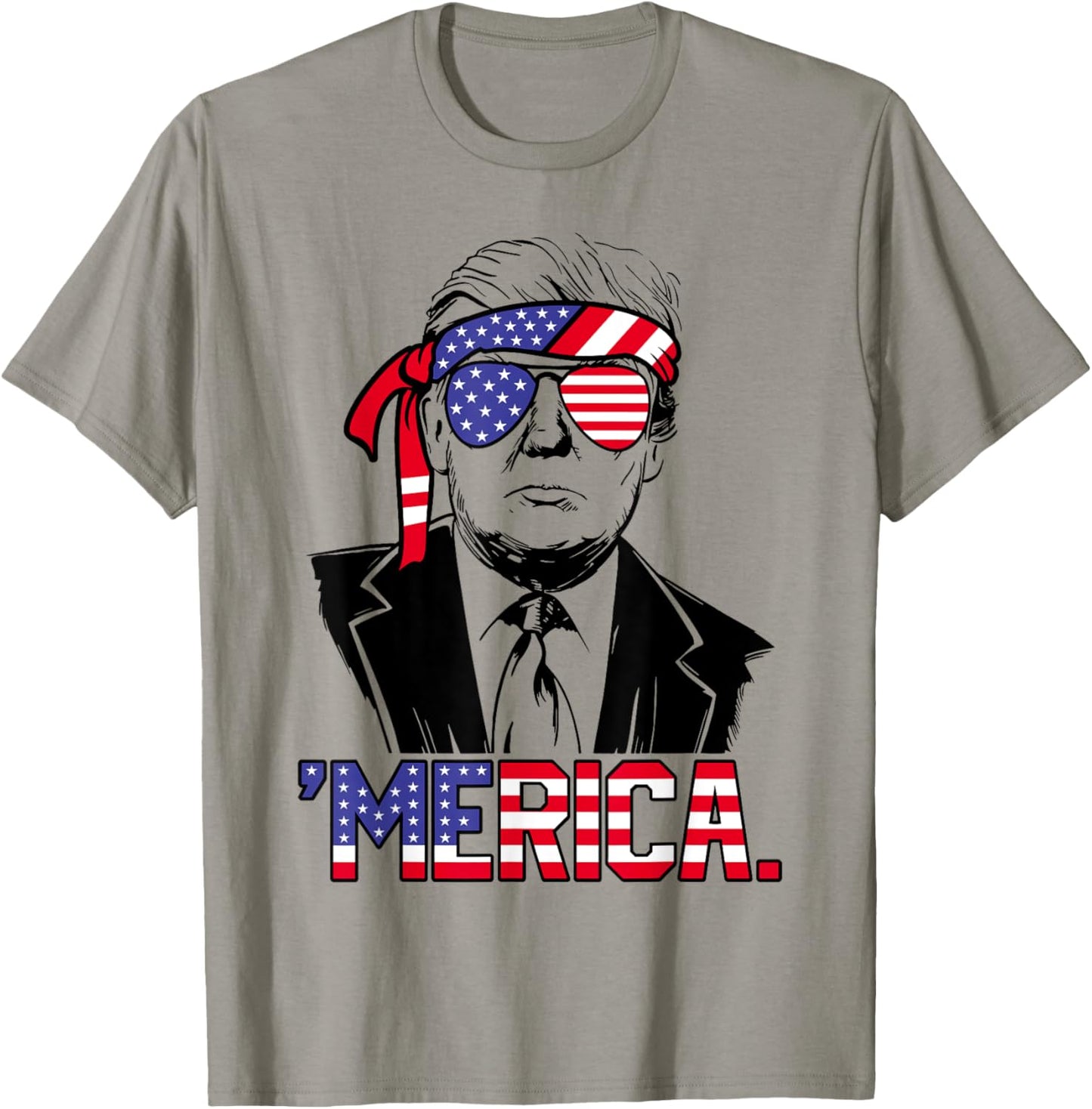 'MERICA TRUMP Happy 4th Of July Trump American Flag T-Shirt - T-Shirt | Sand
