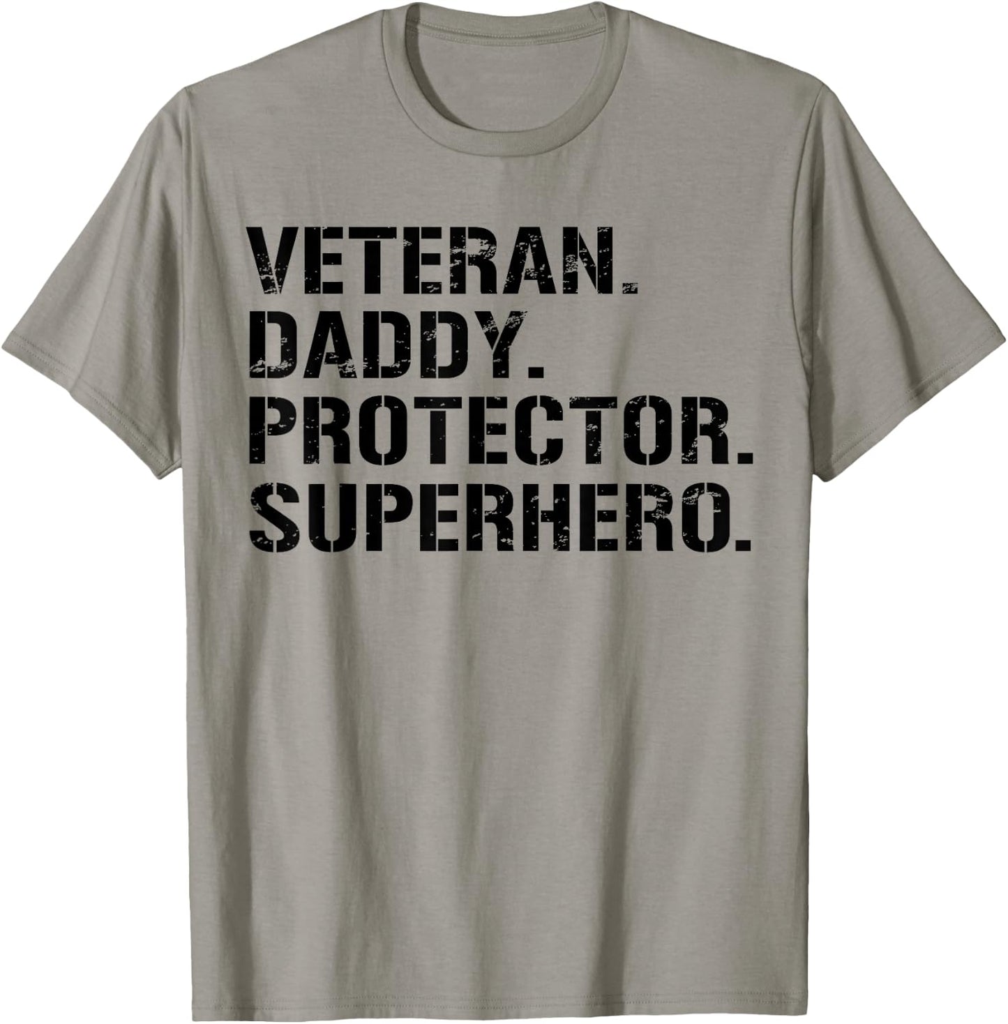 Fathers Day Gift Veteran Daddy Protector Superhero T-Shirt - T-Shirt | Sand