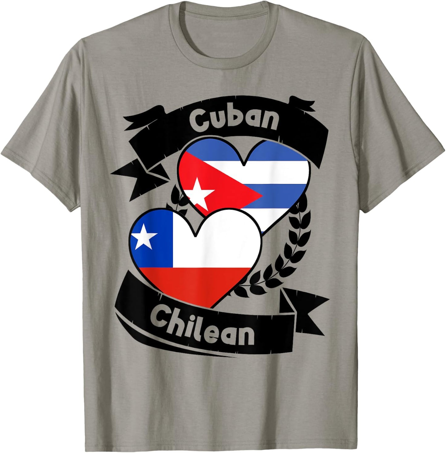 Cuban Chilean Heart Flags Cuba Chile T-Shirt - T-Shirt | Sand