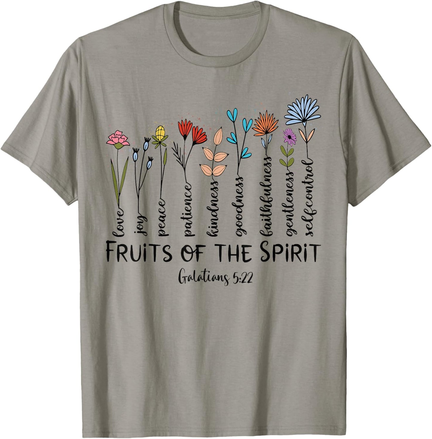 Faith Cross Christ Religious Inspirational Apparel Fruit of The Spirit Christian Faithful Bible Verse Jesus - Grey, Small, Women's Classic Fit, Short Sleeve T-Shirt - T-Shirt | Sand
