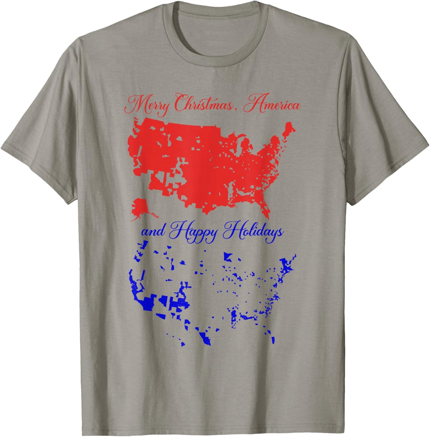 Merry Christmas America And Happy Holidays Election Map T-Shirt - T-Shirt | Sand