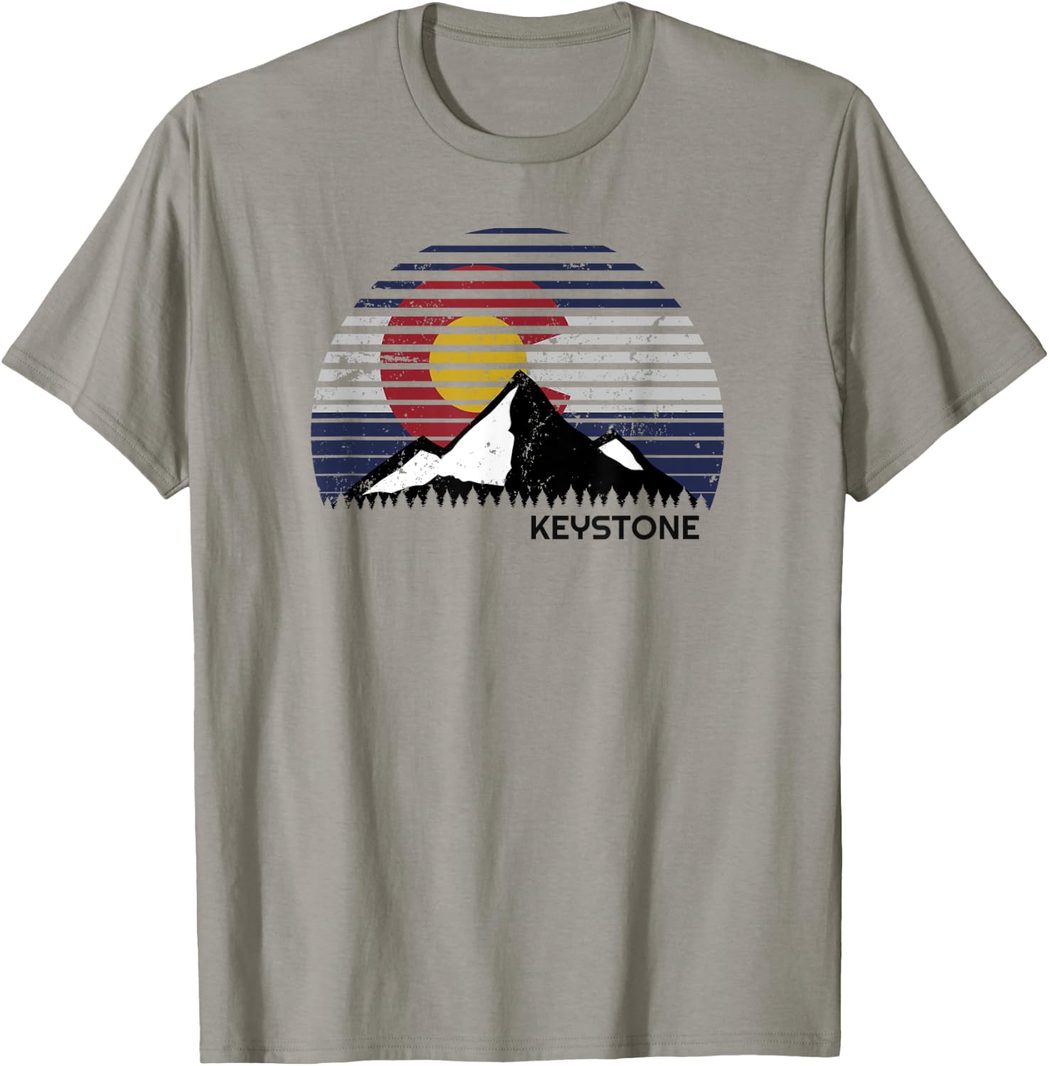 Keystone, Colorado x CO Flag Mountain Top T-Shirt - T-Shirt | Sand