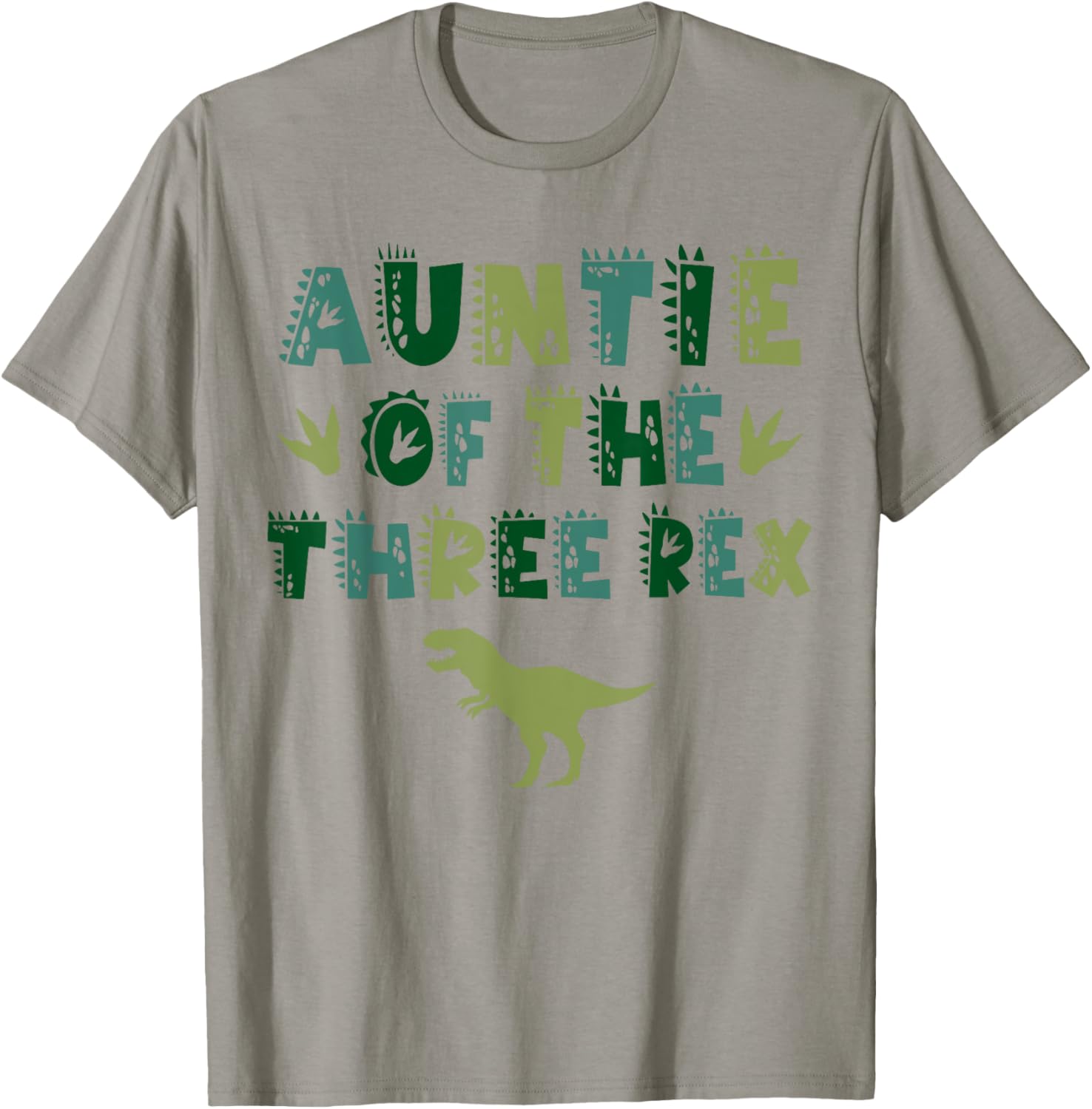 Auntie Of The Three Rex Birthday Shirts Dinosaur Family T-Shirt - T-Shirt | Sand