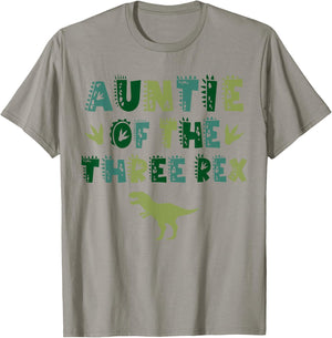Auntie Of The Three Rex Birthday Shirts Dinosaur Family T-Shirt - T-Shirt | Sand