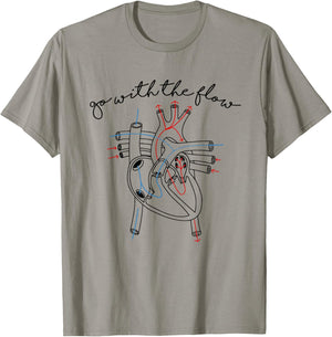 CVICU Cardiac Nurse Anatomy Cardiology Human Heart Flow T-Shirt - T-Shirt | Sand