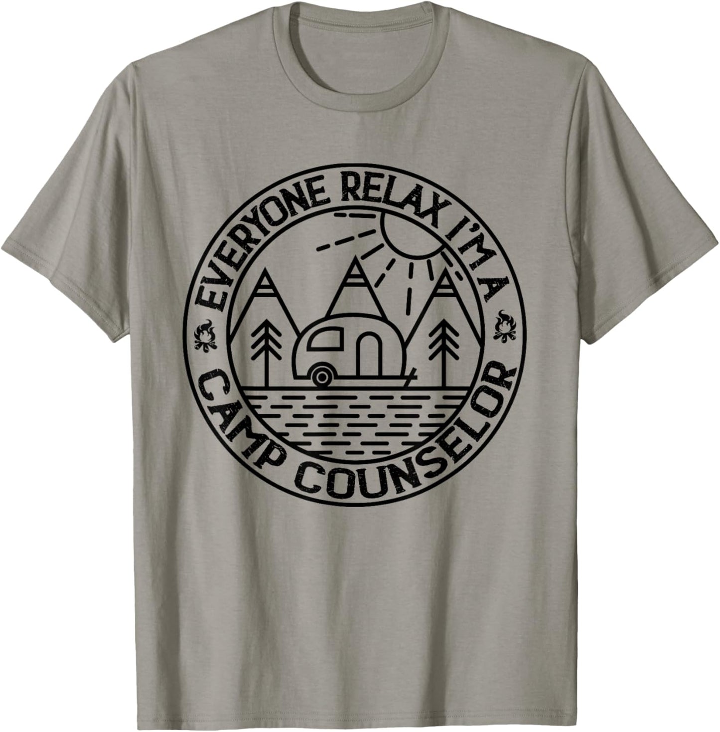 Everyone Relax I'm A Camp Counselor Retro Camp Counselor T-Shirt - T-Shirt | Sand