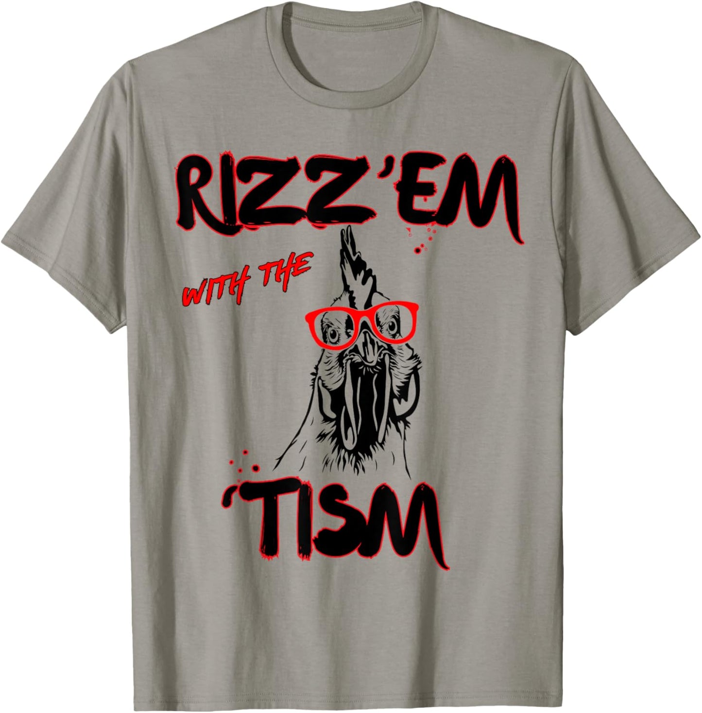 Rizz Em With The Tism Chicken Autistic 90s Bootleg Rap T-Shirt - T-Shirt | Sand