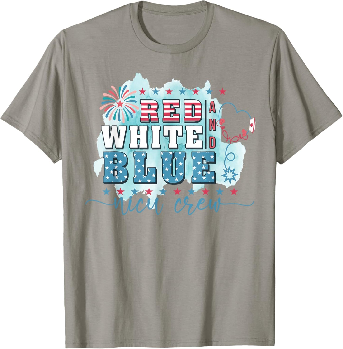 Red White Blue Nicu Nurse Crew 4th Of July Nicu Nursing Men T-Shirt - T-Shirt | Sand