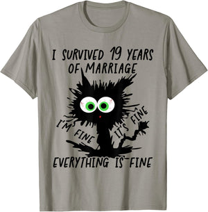 Bronze Wedding I Survived 19 Years Of Marriage T-Shirt - T-Shirt | Sand