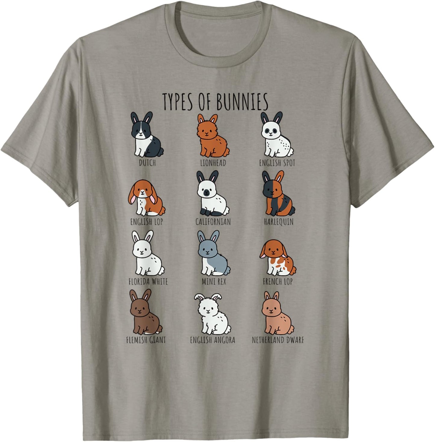 Cute Types of Bunnies Rabbits Breeds Flemish Giant Lionhead T-Shirt - T-Shirt | Sand