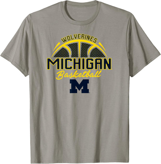 Michigan Wolverines Basketball Three Pointer Gray T-Shirt - T-Shirt | Sand