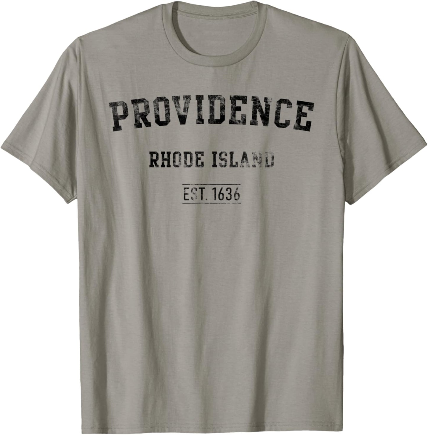Providence Rhode Island Distressed Text Sport Style T-Shirt - T-Shirt | Sand