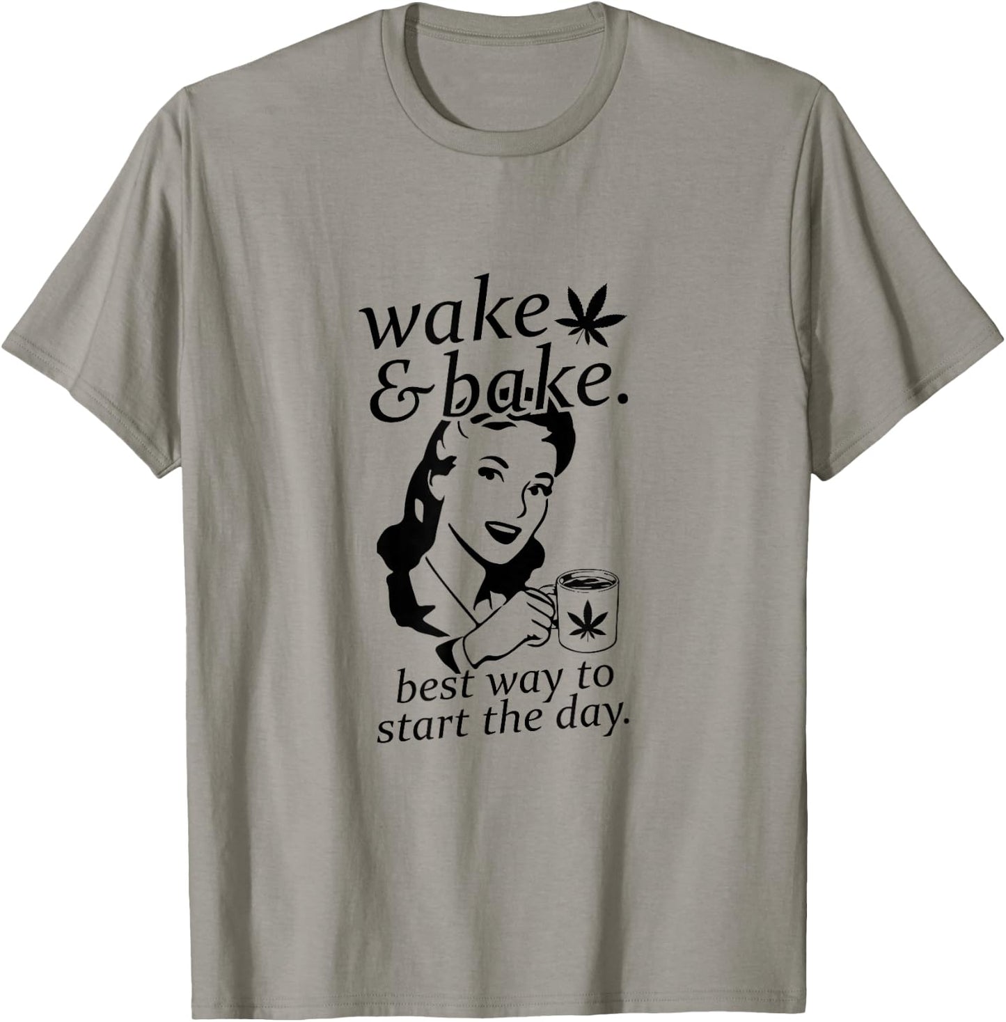 Funny Wake And Bake Marijuana Weed T-Shirt - T-Shirt | Sand