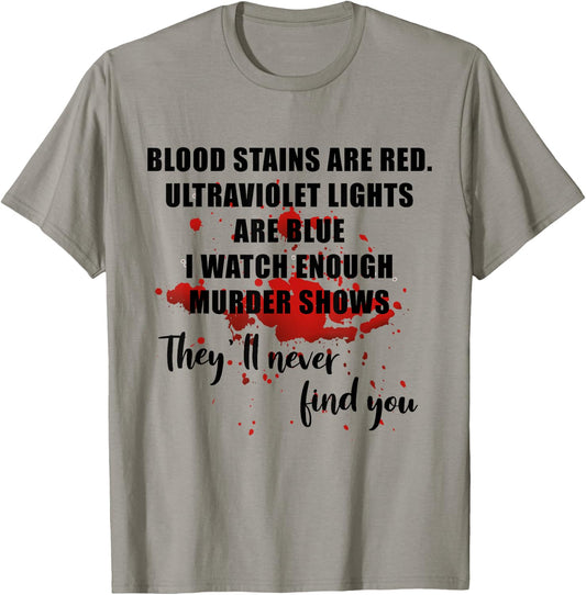 Blood Stains Are Red Ultraviolet Lights Are Blue Men & Women T-Shirt - T-Shirt | Sand