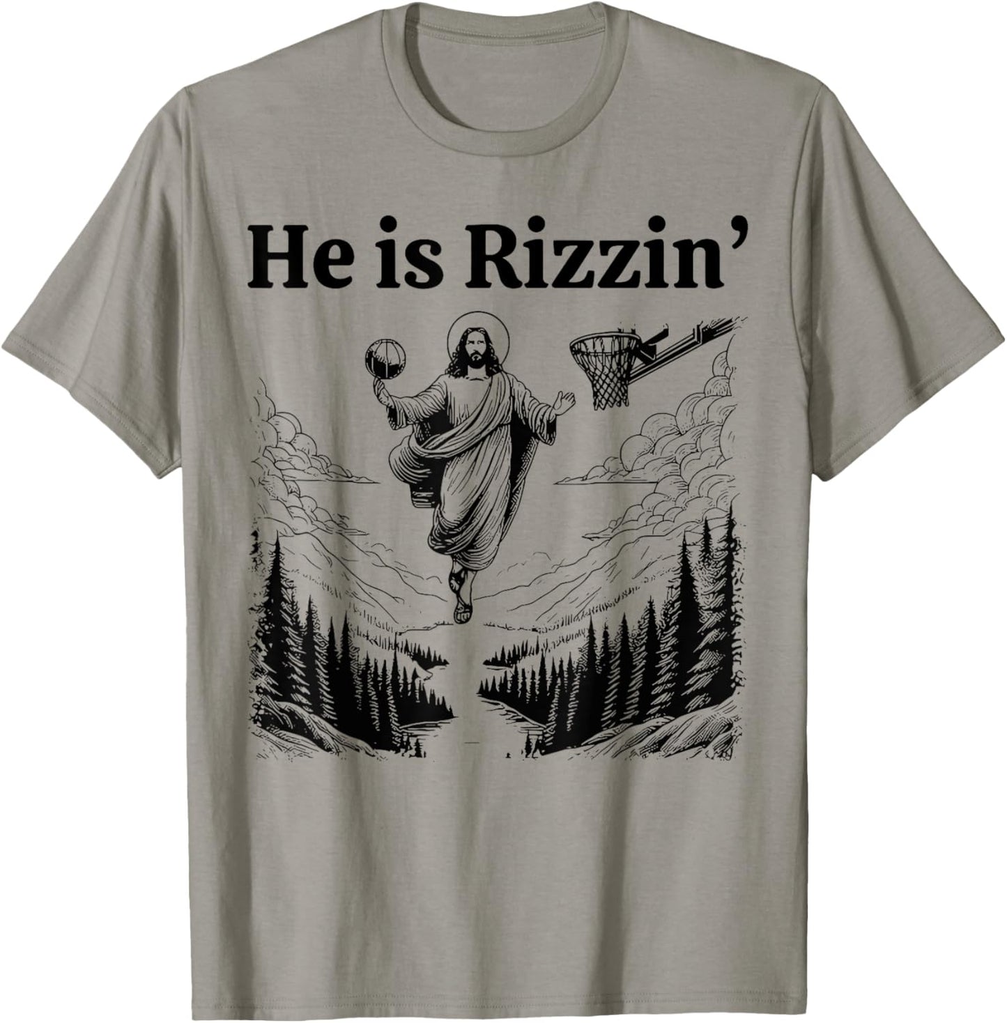 He Is Rizzin Funny Kids Easter Day Retro Christian Religious T-Shirt - T-Shirt | Sand