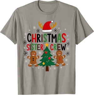 Christmas Sister Crew Holiday Gingerbread Tree Fun T-Shirt - T-Shirt | Sand