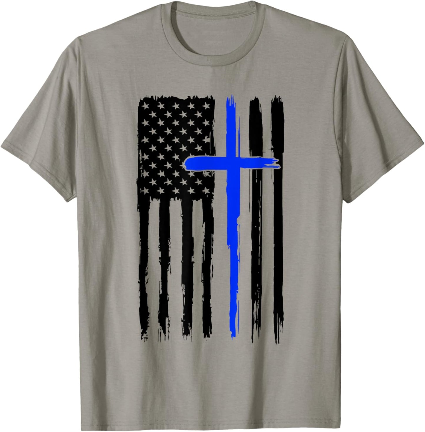 Thin Blue Crossed Line Jesus Christian Police Officer Cop T-Shirt - T-Shirt | Sand