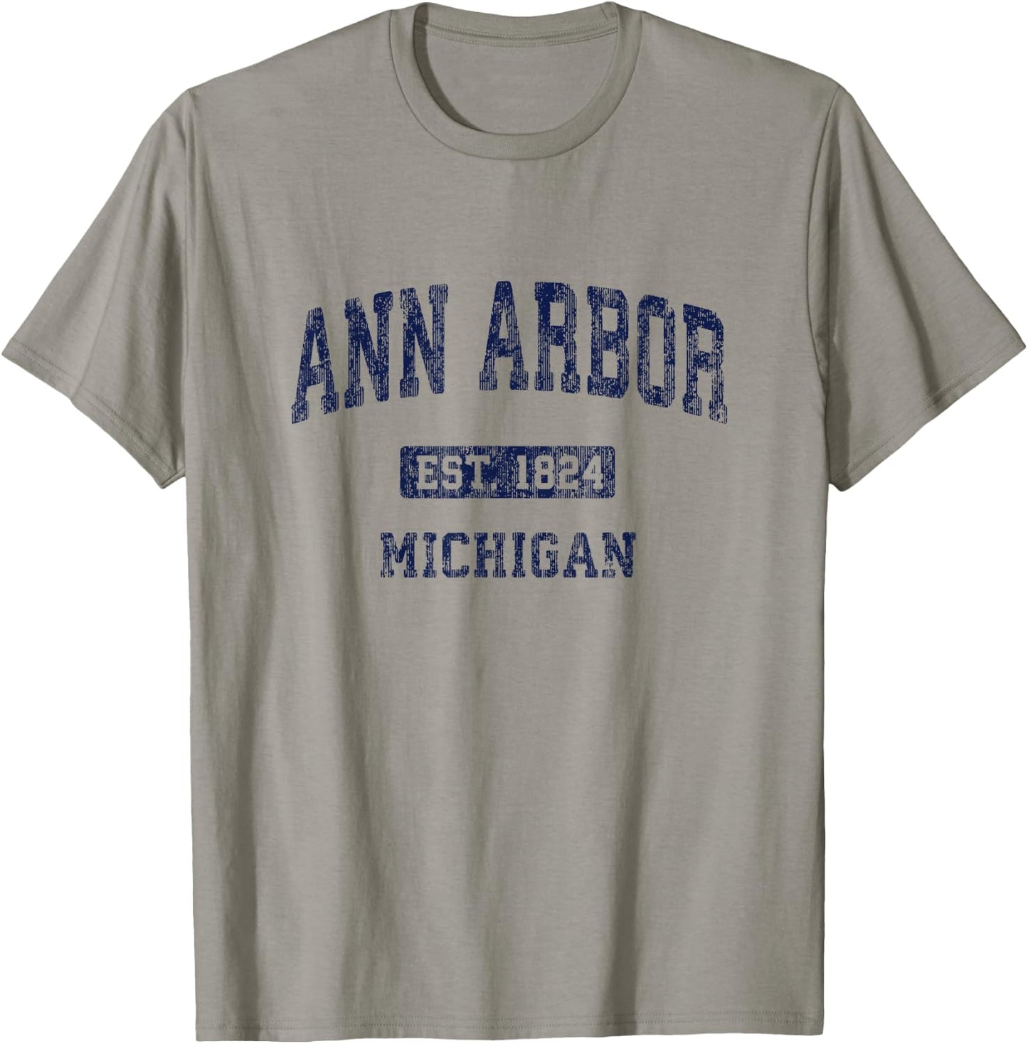 Ann Arbor Michigan Vintage Athletic Sports Design T-Shirt - T-Shirt | Sand