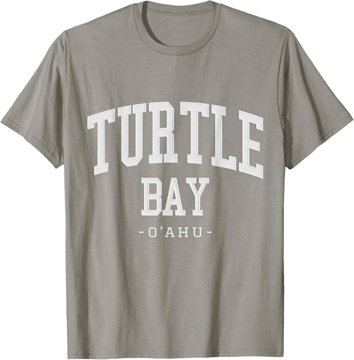 Stitched Letters Varsity Font Turtle Bay Oahu Hawaii T-Shirt - T-Shirt | Sand
