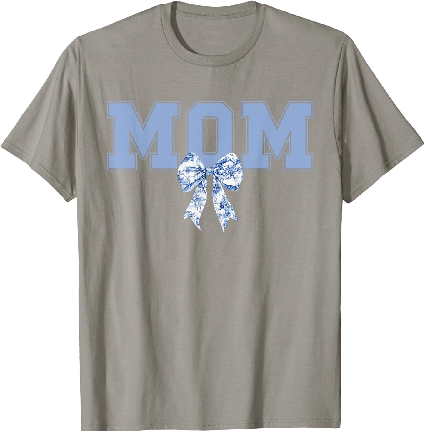 Mom Coquette Toile Blue Bow Boy Mom Cute Mother's Day Mama T-Shirt - T-Shirt | Sand