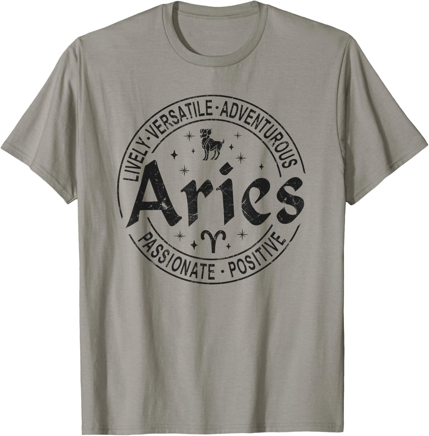 Aries Virtues Vintage Style Zodiac Design, Aries T-Shirt - T-Shirt | Sand