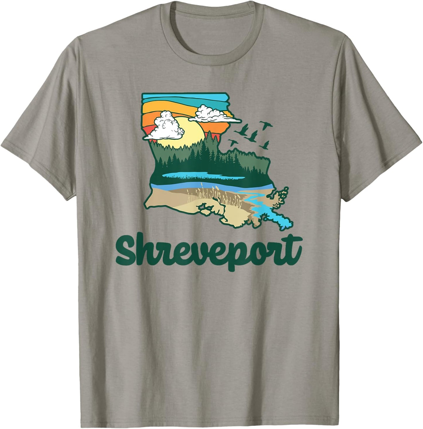 Retro Shreveport Louisiana Nature & Outside Lover Graphic T-Shirt - T-Shirt | Sand