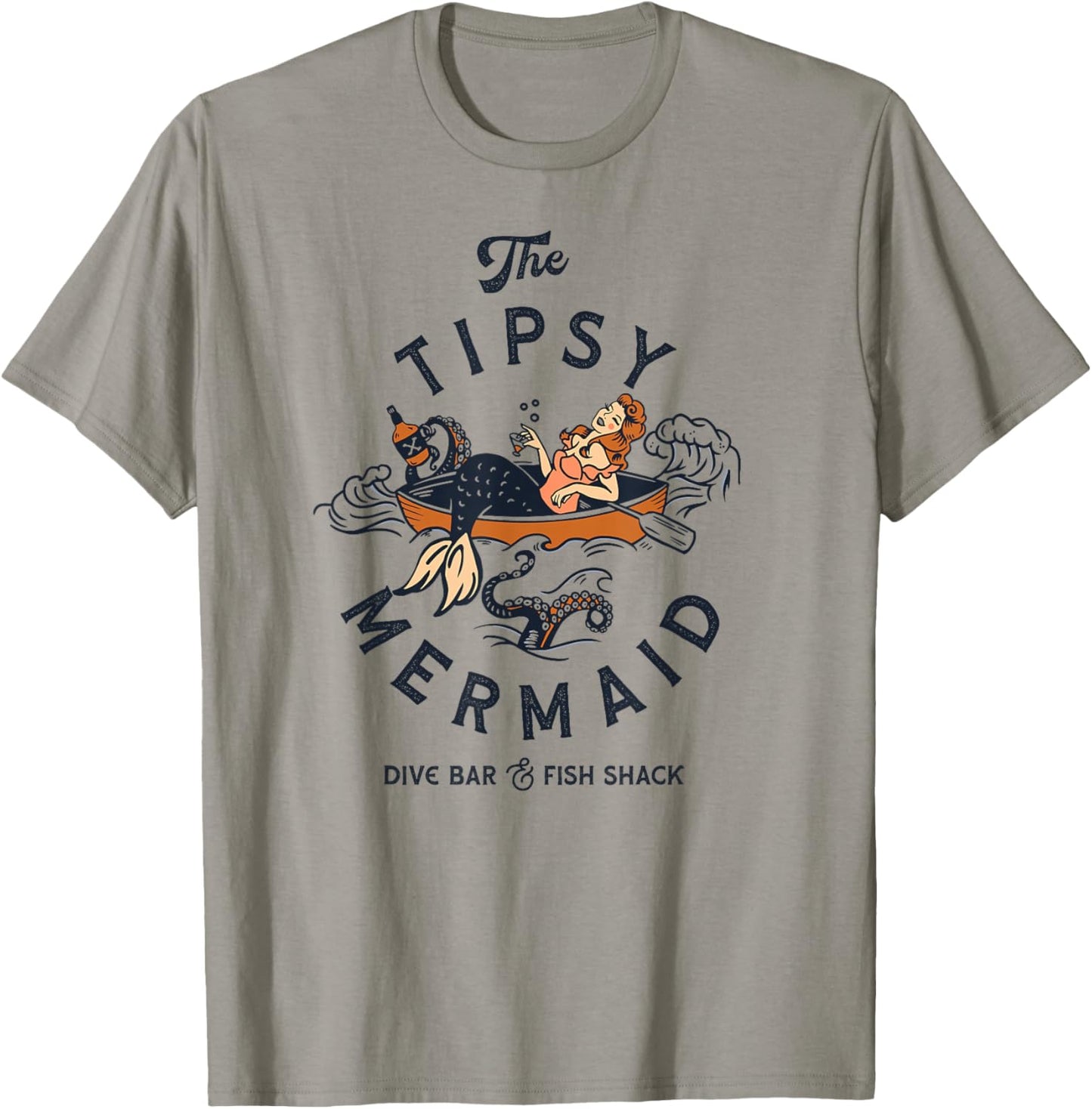 Tipsy Mermaid Dive Bar : Cute Retro Pinup Shirt T-Shirt - T-Shirt | Sand