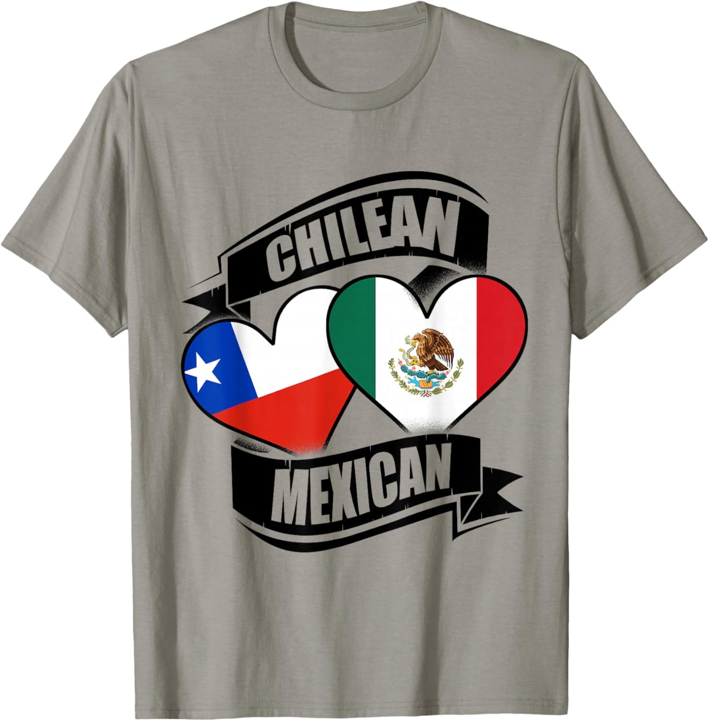 Chilean Mexican Hearts Chile Mexico Flags T-Shirt - T-Shirt | Sand