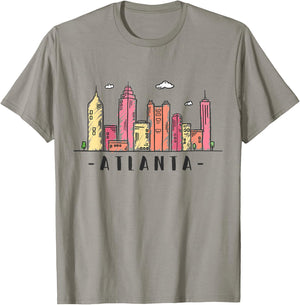 Atlanta Skyline Georgia Colourful City Souvenir Gift T-Shirt - T-Shirt | Sand