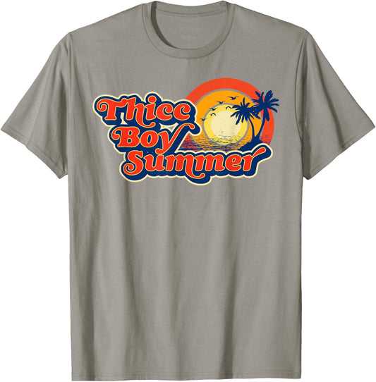 Thicc Boy Summer! Funny Fit2Serve 90's Style Beach Graphic T-Shirt - T-Shirt | Sand