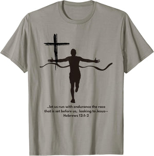 Faith and Running Marathon Jogging Cross Country Christian T-Shirt - T-Shirt | Sand
