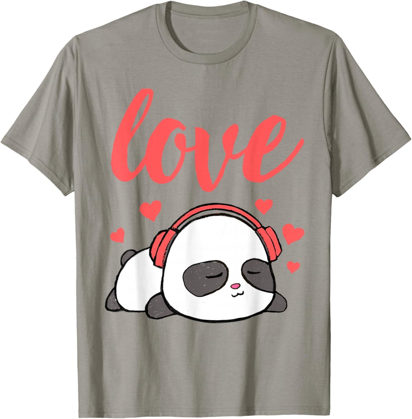 Love Valentines Cute Kawaii Panda Hearts Girls T-Shirt - T-Shirt | Sand