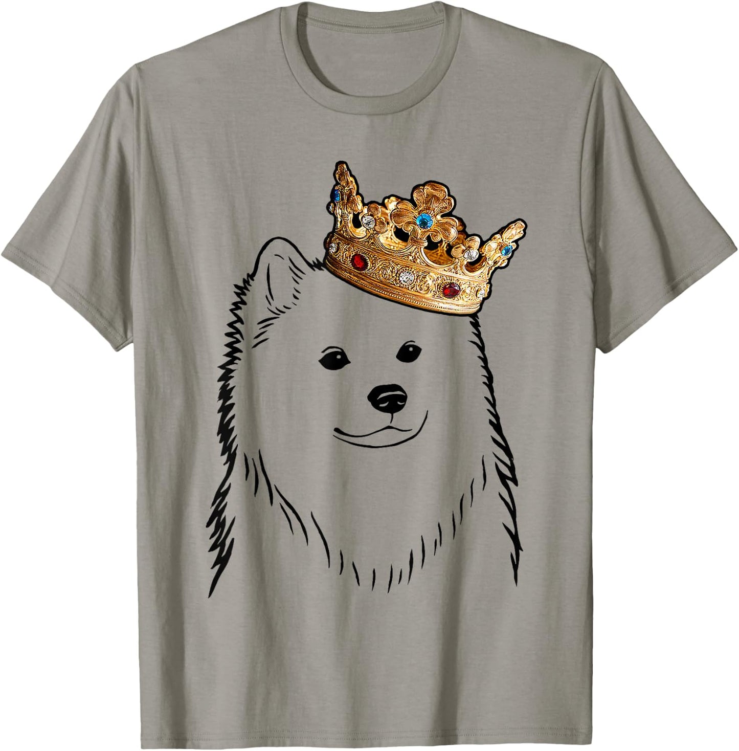 American Eskimo Dog Wearing Crown T-Shirt - T-Shirt | Sand