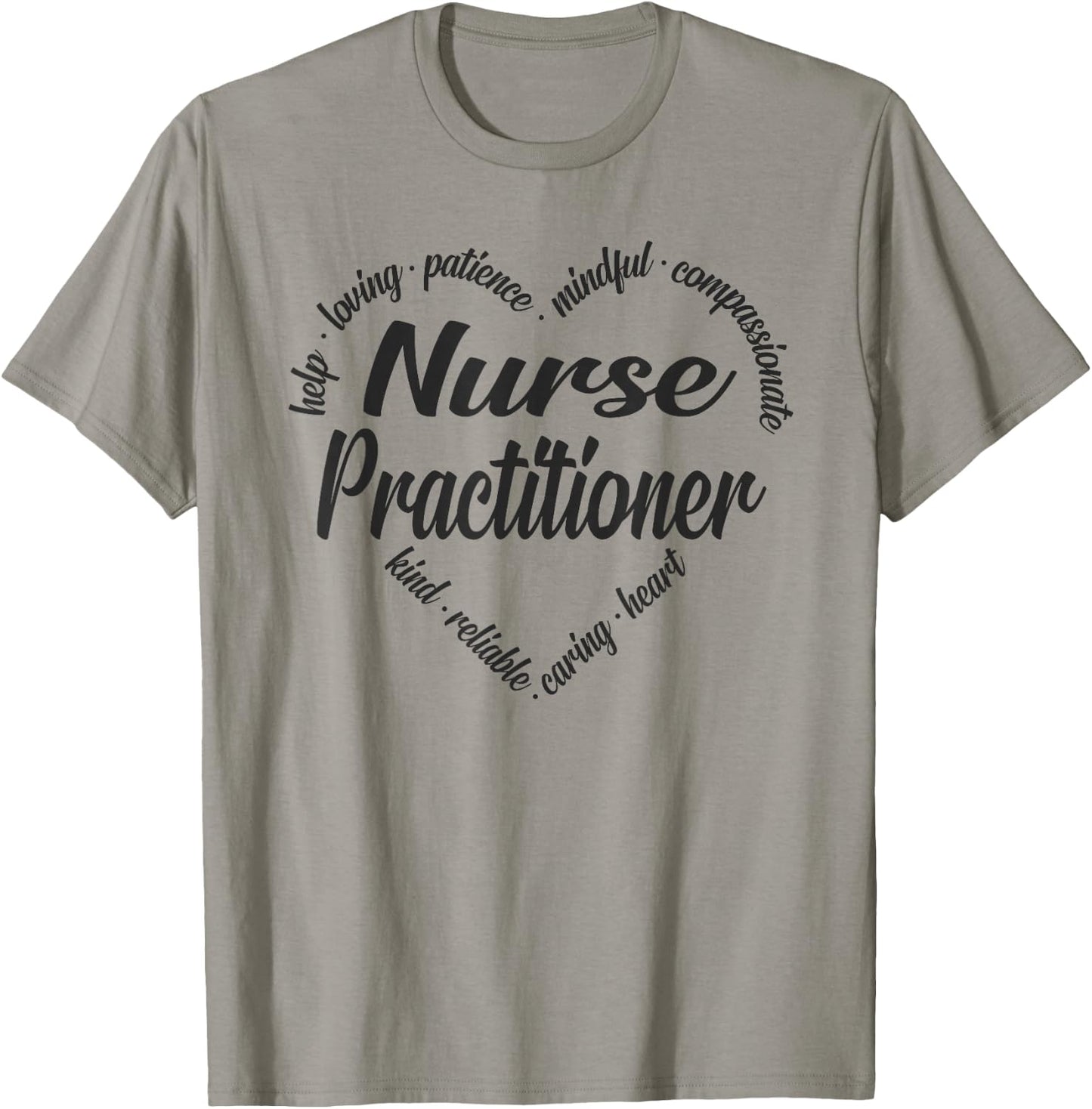 Nurse Practitioner Heart Word Cloud T-Shirt - T-Shirt | Sand