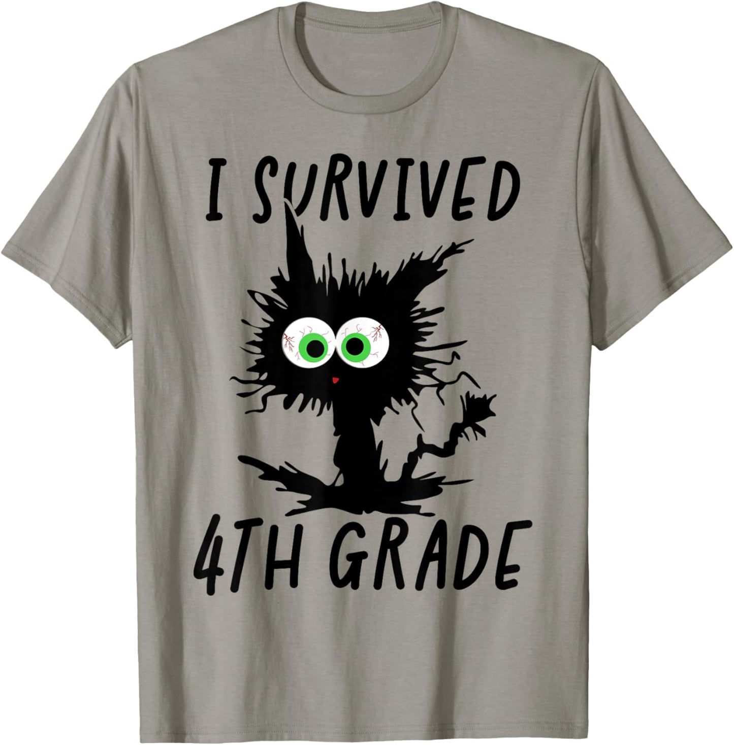 I Survived Fourth Grade Cat T-Shirt - T-Shirt | Sand