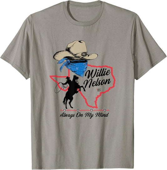 Official Willie Nelson Always On My Mind Black T-Shirt - T-Shirt | Sand